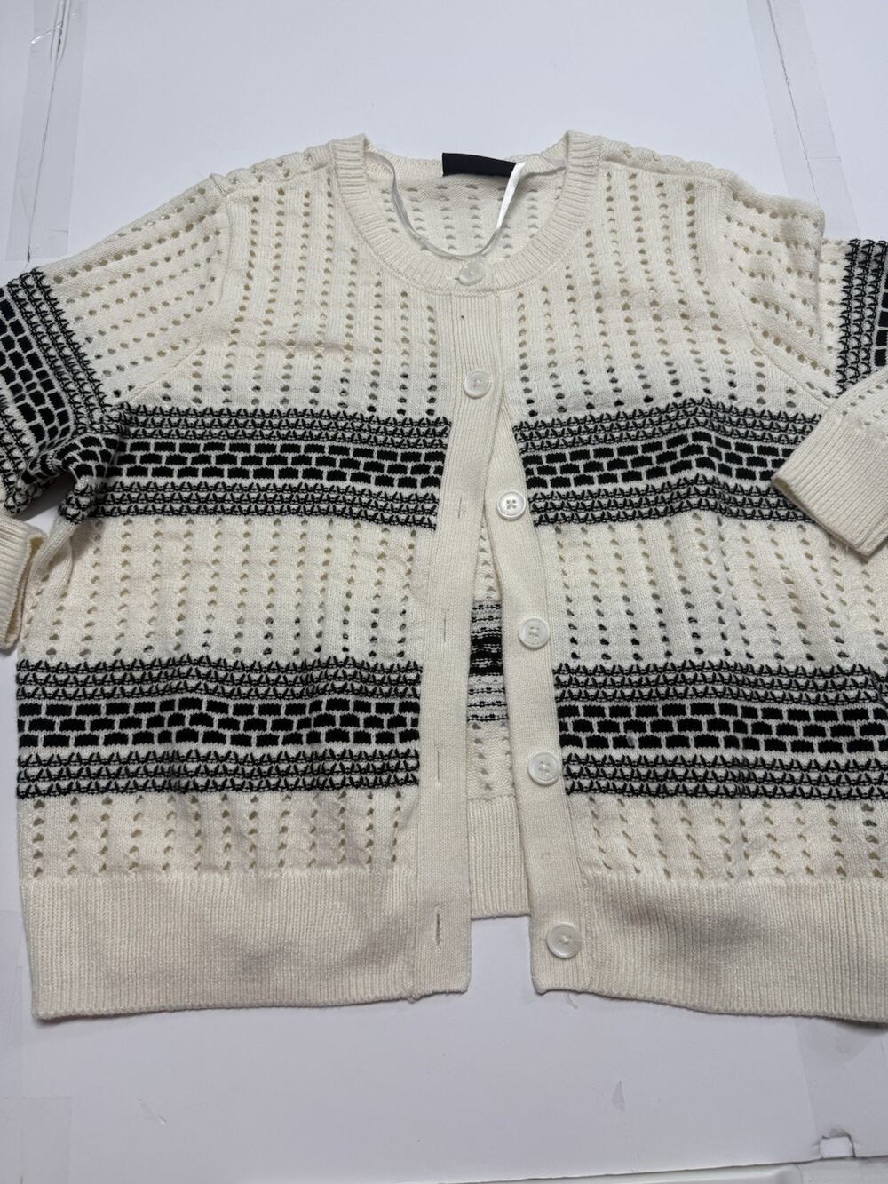 Lane Bryant Sweater Womens Size 22/24 Black Stripes Button Up Knit